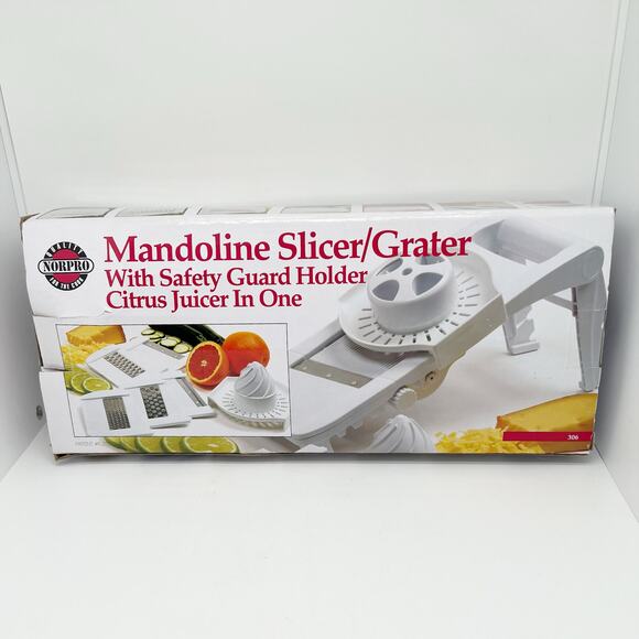 NEW Norpro Mandoline Slicer/Grater Safety Guard Holder & Citrus Juicer in One - Picture 1 of 5